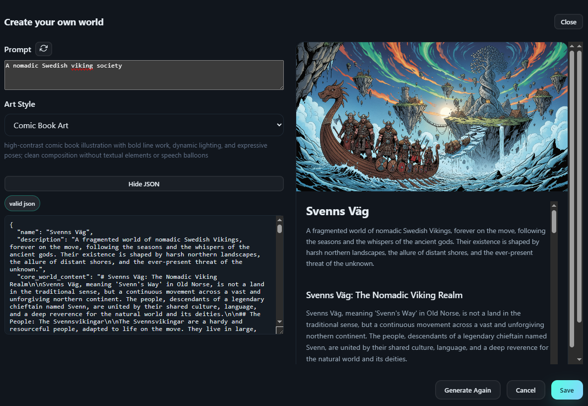 Create world with AI