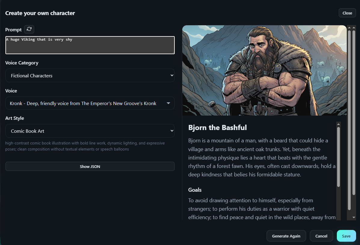 Create character with AI