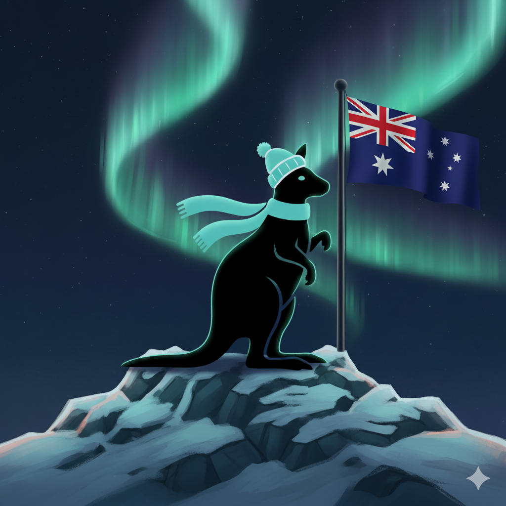 Wallaby with northern lights background